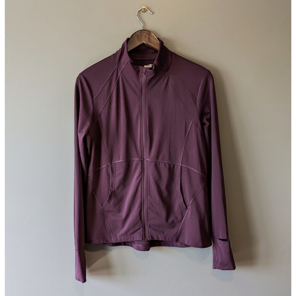 Avia Womens Medium 8-10 Full Zip Track Jacket Burgundy Athletic Workout Running